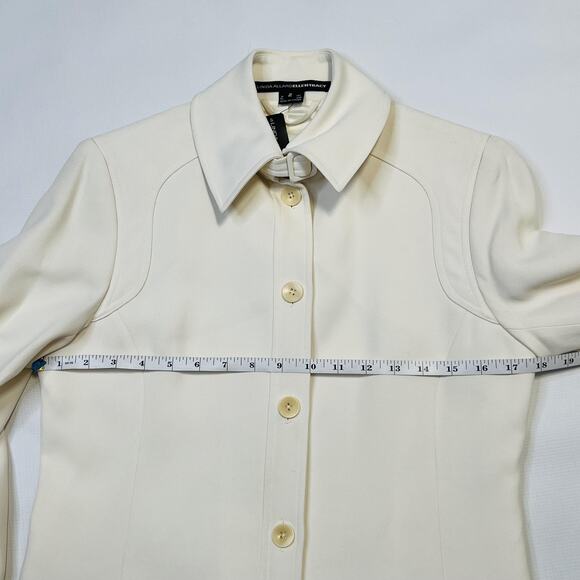 Linda Allard Ellen Tracy Blazer Womens 2 Silk Blend Belted Jacket Set XS Top - Picture 15 of 16